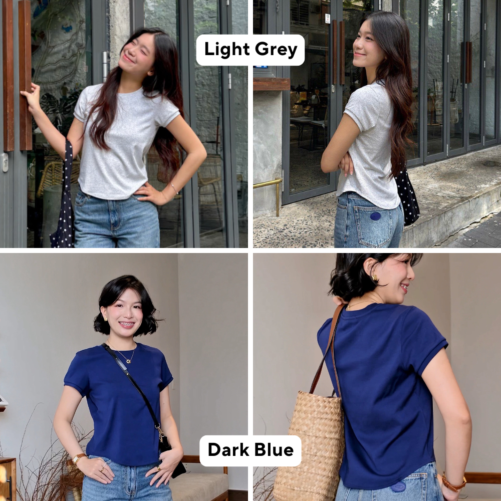 TheBlueTshirt - Áo thun tay ngắn phom ôm vừa vặn, kiểu vạt bầu nữ - 1990s Tshirt | BigBuy360 - bigbuy360.vn