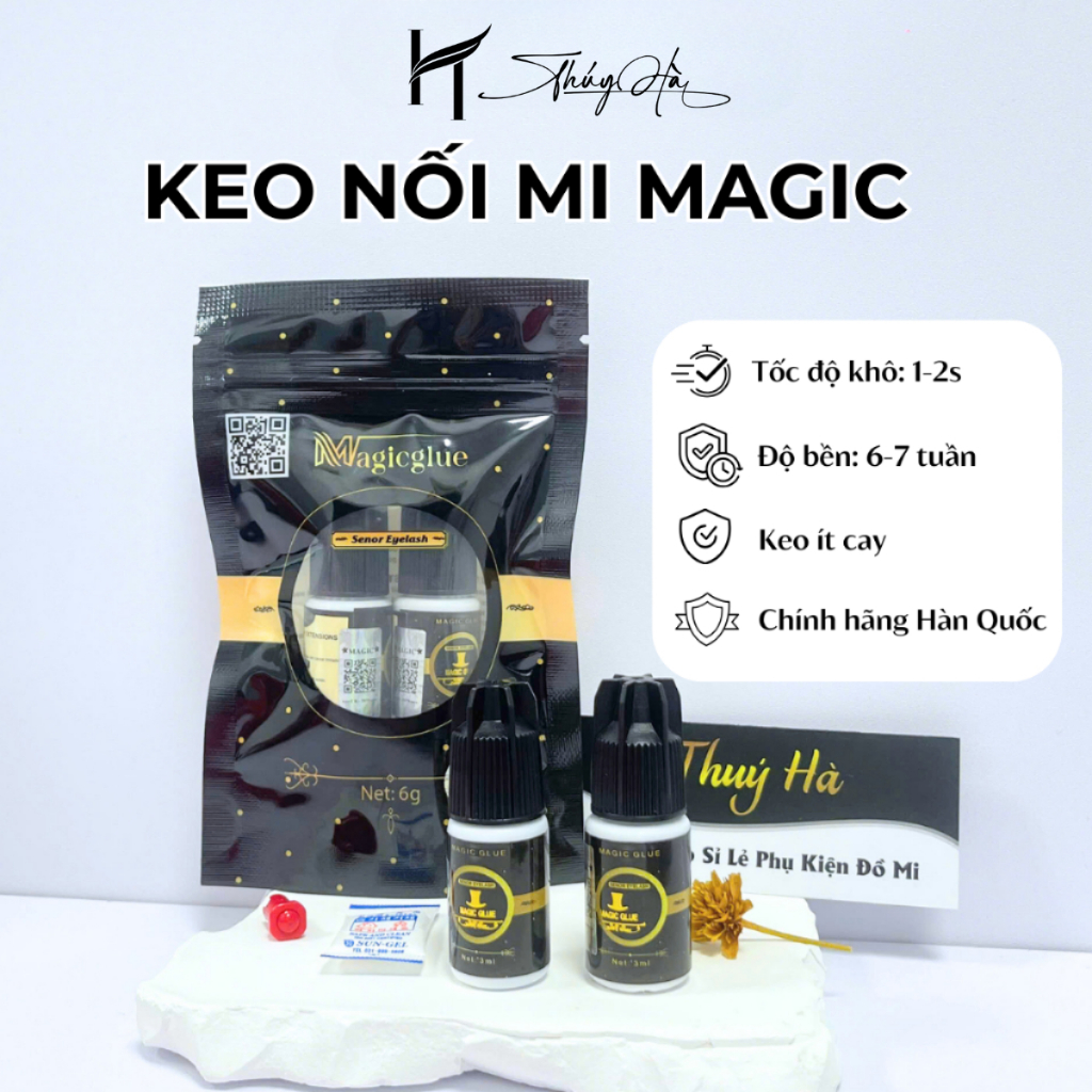  Keo Nối Mi Magic Glue Chính Hãng - Set 2 Chai 6ml  3ml Chai  Siêu Bền Ít Cay   Magic Glue 3g   Dụng Cụ Nối Mi Thúy Hà 