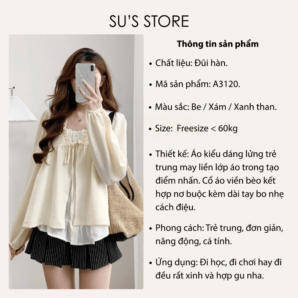 Áo Babydoll Phối Viền Bèo 2 Lớp Thắt Nơ A3123 Su Chang Thời Trang Nữ Bigsize | BigBuy360 - bigbuy360.vn