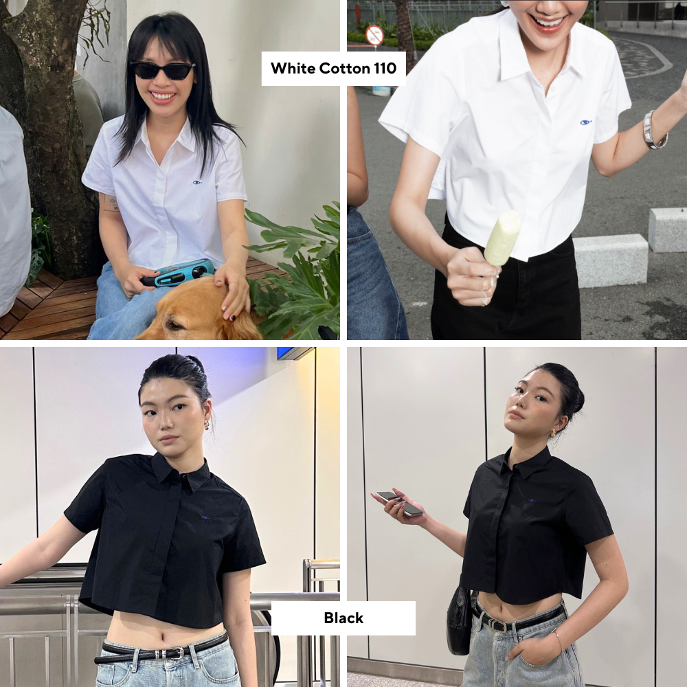 TheBlueTshirt - Áo sơ mi croptop trơn tay ngắn nhiều màu cho nữ - Poplin Boxy Shirt - Women | BigBuy360 - bigbuy360.vn