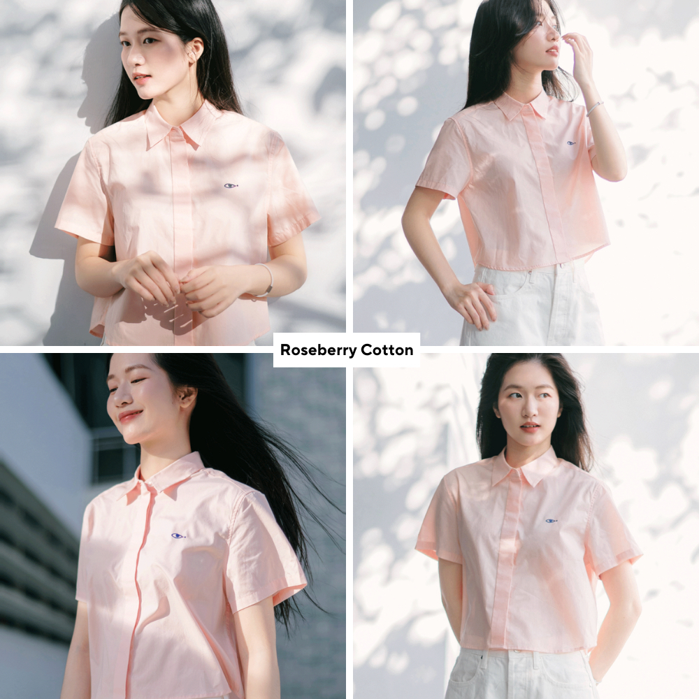 TheBlueTshirt - Áo sơ mi croptop trơn tay ngắn nhiều màu cho nữ - Poplin Boxy Shirt - Women | BigBuy360 - bigbuy360.vn