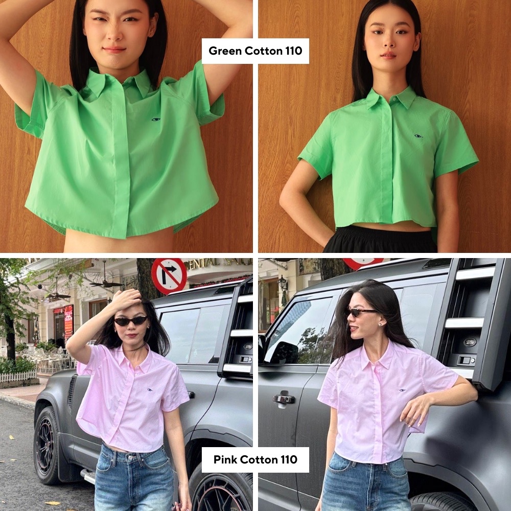 TheBlueTshirt - Áo sơ mi croptop trơn tay ngắn nhiều màu cho nữ - Poplin Boxy Shirt - Women | BigBuy360 - bigbuy360.vn