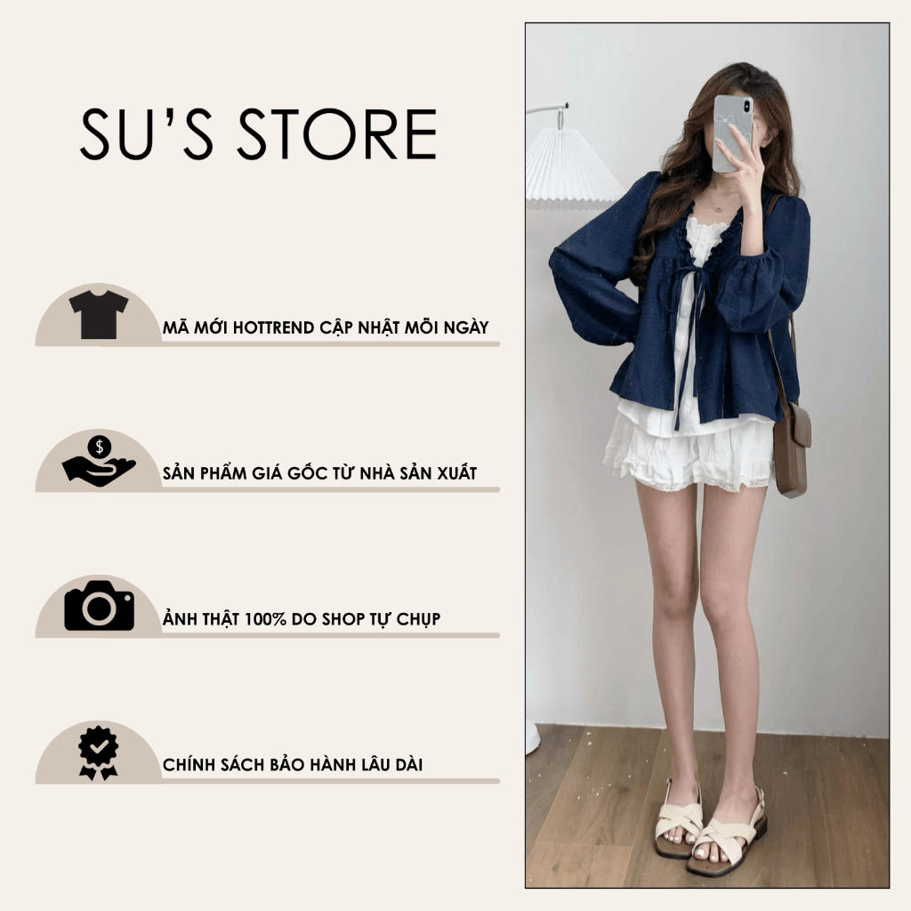 Áo Babydoll Phối Viền Bèo 2 Lớp Thắt Nơ A3123 Su Chang Thời Trang Nữ Bigsize | BigBuy360 - bigbuy360.vn