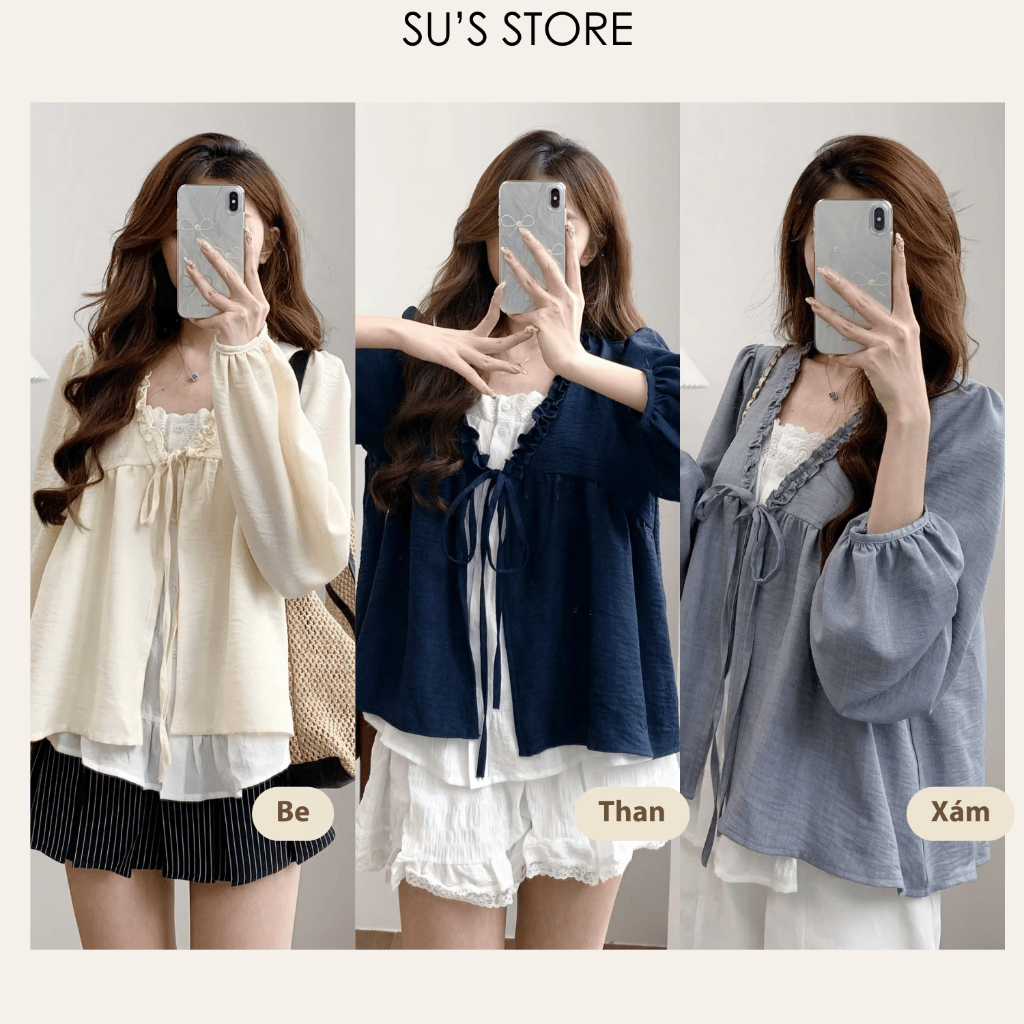 Áo Babydoll Phối Viền Bèo 2 Lớp Thắt Nơ A3123 Su Chang Thời Trang Nữ Bigsize | BigBuy360 - bigbuy360.vn