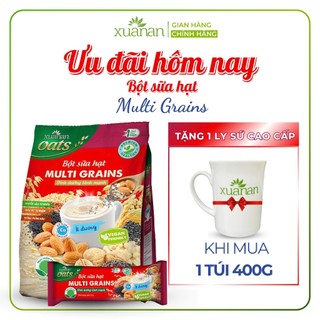  Bột Sữa Hạt Multi Grains Xuân An ít đường Túi 400g 25g*16 gói  Tặng Kèm 1 ly sứ cao cấp  