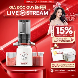 [Mua Trong Live 1092K] Ép Chậm Masuto Ms Healthy Làm Kem Ép Trái Cây Nguyên Quả Kiệt Bã Dung Tích 0,6L Làm Nước Ép