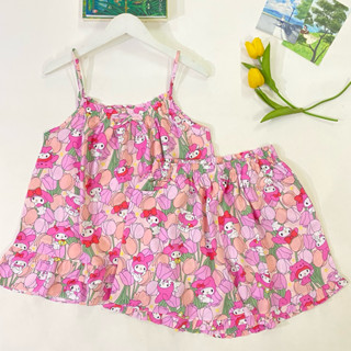 42-75kg Bộ tole Nữ/ bộ lanh Nữ VNXK F21 áo dây bèo lai quần đùi