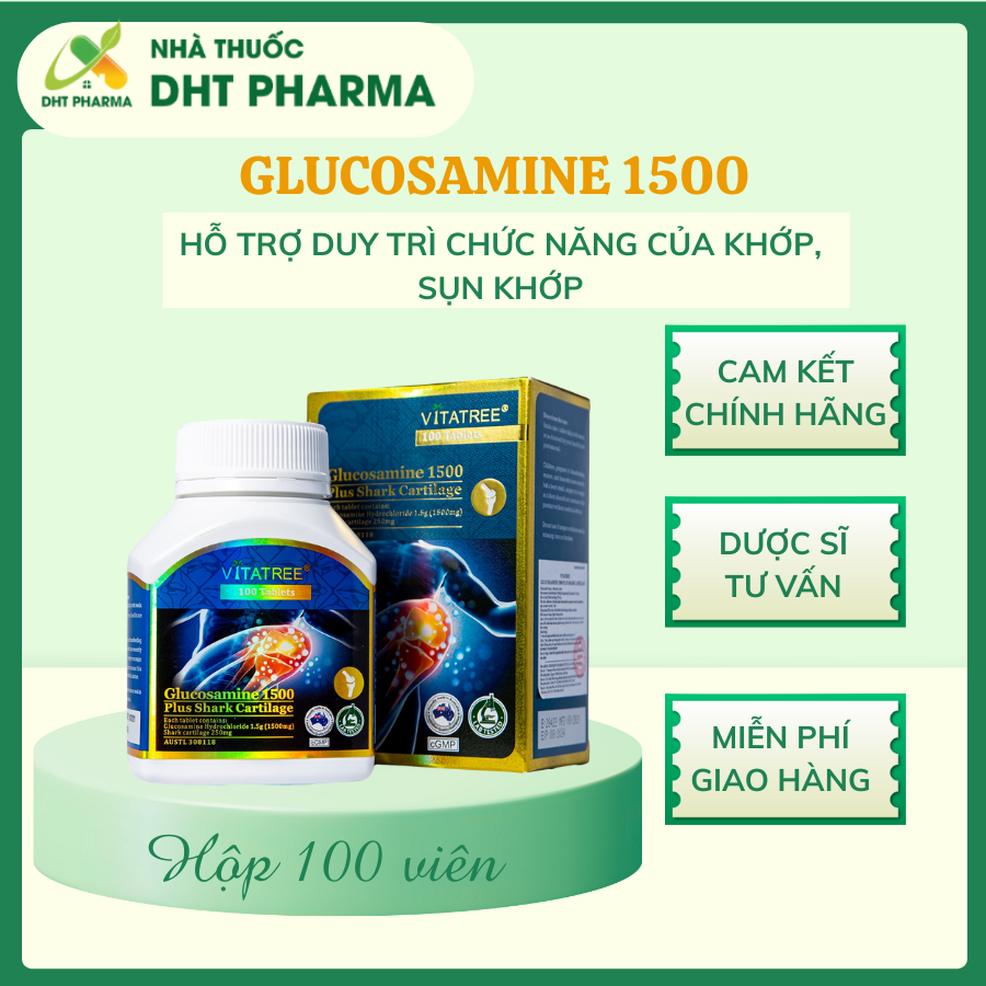 Bổ xương khớp Úc Vitatree Glucosamine 1500 plus Shark Cartilage