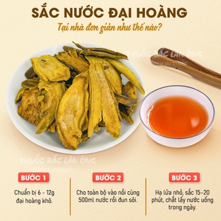 Đại hoàng khô 100g, thái phiến, vàng đẹp, thơm, sạch - Lãn Ông
