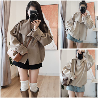   M-9950- có tag nâu sau lưng  Áo khoác kaki dáng ngắn áo mangto nữ 2 lớp hàng QC form bomber dáng rộngchuẩn hàng QC 