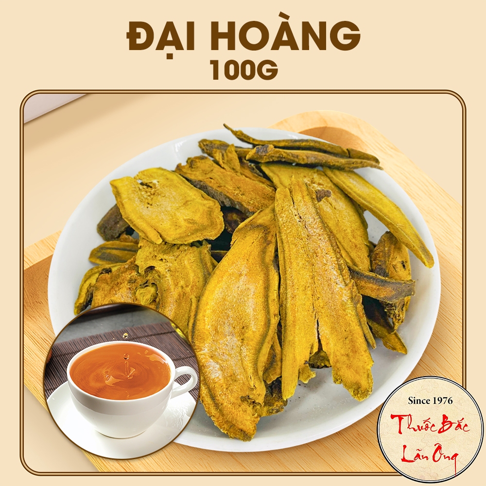Đại hoàng khô 100g, thái phiến, vàng đẹp, thơm, sạch - Lãn Ông