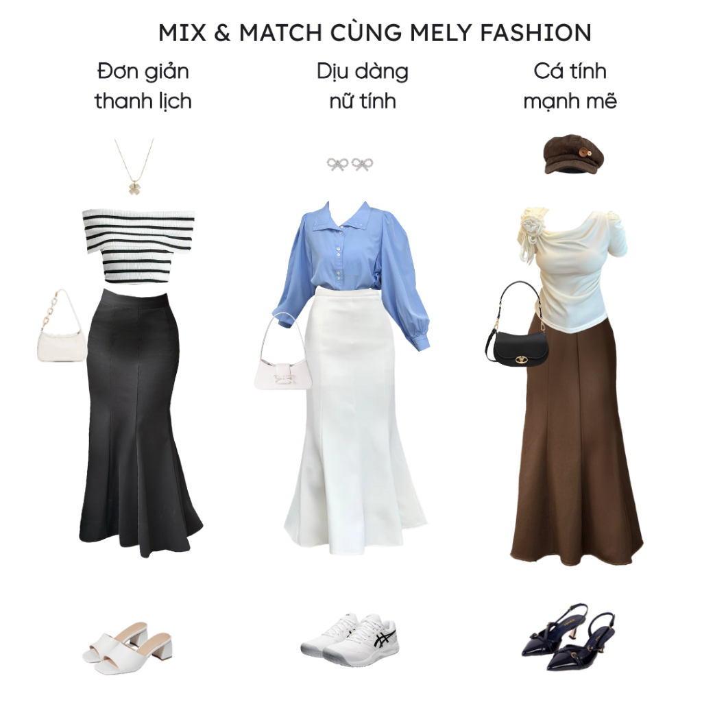 Chân váy đuôi cá dáng dài Mely Fashion midi ôm body cạp cao tôn dáng chất umi co giãn màu đen trắng có bigsize CV48-01 | BigBuy360 - bigbuy360.vn