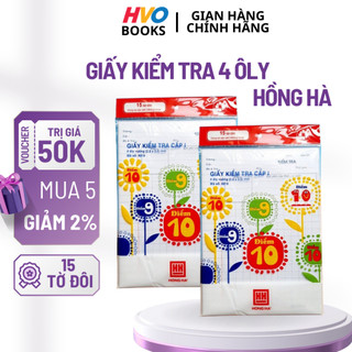  Giấy kiểm tra cấp 1 – 4 ô ly Hồng Hà 15 tờ đôi Chống loá Giấy kiểm tra học sinh tiểu học-HVO Books 4919 