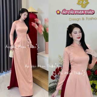  Áo Dài Lụa Cao Cấp vip12 – Phom Truyền Thống Dày Dặn Đính Kết Cổ và Tay 