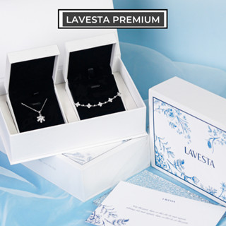  Set quà tặng trang sức dây chuyền và lắc tay bạc xi bạch kim cao cấp LAVESTA KC119 Ellie 