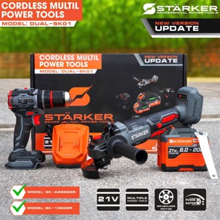  Combo Starker mua máy mài + pin 20 cell 8Ah + sạc nhanh tặng ngay máy khoan 13ly starker chính hãng đầy đủ chức năng 