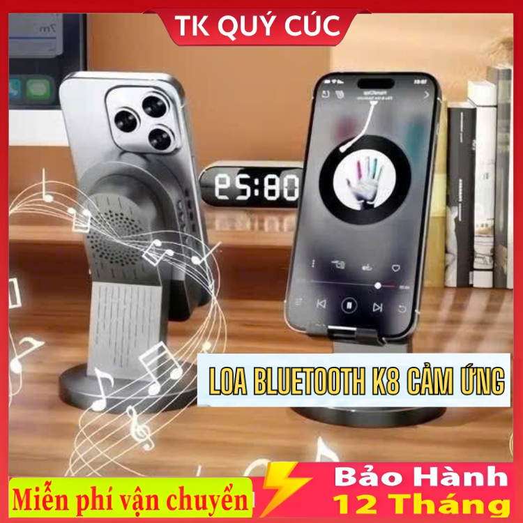 Loa K8 cảm ứng không dây (3in1) Giá đỡ điện thoại + Loa bluetooth + Gương Trang điểm