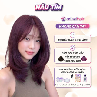 Thuốc nhuộm tóc Màu Nâu Tím Minzihair - Lên Từ Nền tự nhiên, nâu đen không tẩy tóc - Minzihair HCM