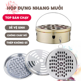  Hộp đựng nhang muỗi bằng thép không gỉ khay đựng nhang muỗi có nắp đậy an toàn -L.H 