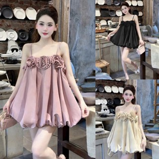  Đầm váy nữ 2 dây viền hoa fropm dáng babydoll xòe bí với 3 tone màu điệu đà nữ tính cho nàng diện đi chơi hẹn hò 