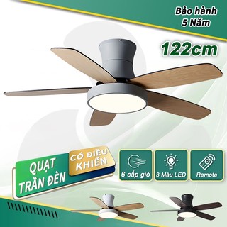 GOGEOUS Quạt Trần phòng khách 5 cánh/3 cánh quạt trần đèn 3 màu LED ánh sáng điều khiển từ xa 48inch