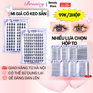 Tự Nhiên Mi Giả Bronicy 99K/3Hộp Mi Hoa Hướng Dương Có Keo Sẵn Tự Dính Tái Sử Hộp Lớn+Mi Dưới Có Keo