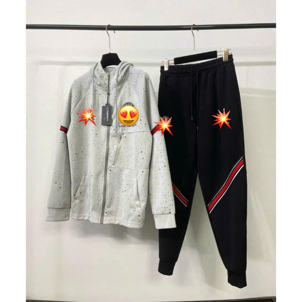 Bộ khoác nỉ nam pa.ri logo thêu họa tiết vẩy sơn fom dáng chuản sc-bộ quần áo nỉ nam dày dặn