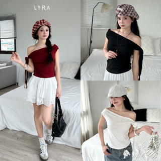 Áo Kiểu Nữ Trễ Vai Buộc Nơ 1 Bên, Áo Thun Lệch Vai Ôm Body Chất Cotton Co Giãn LYRA VSYAC0305