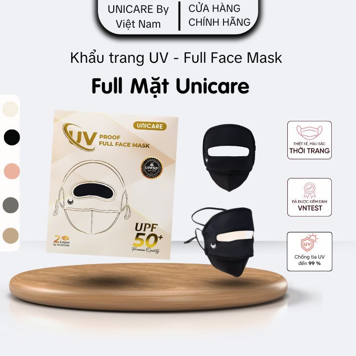  Khẩu trang toàn mặt Unicare UV Proof Full Face Mask – Chống nắng UPF50+ 2 lớp chống tia UV 