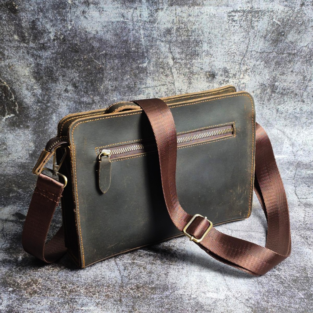 [Da thật] Clutch nam kết hợp đeo chéo da thật CL145LEA (Đen Nubuck/Nâu sáp) - 100% da bò thật, BH 3 năm