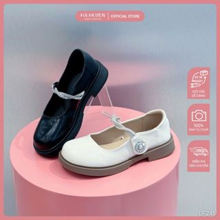 Giày Loafer nữ HÀ HUYỀN da lì mũi tròn quai dán đế cao su 3cm - LF241