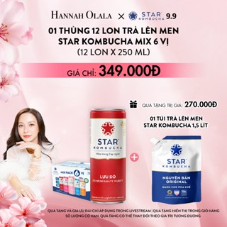 [Độc quyền Hannah Olala] Thùng 12 lon trà lên men Star Kombucha mix vị (250ml/lon) - SL có hạn