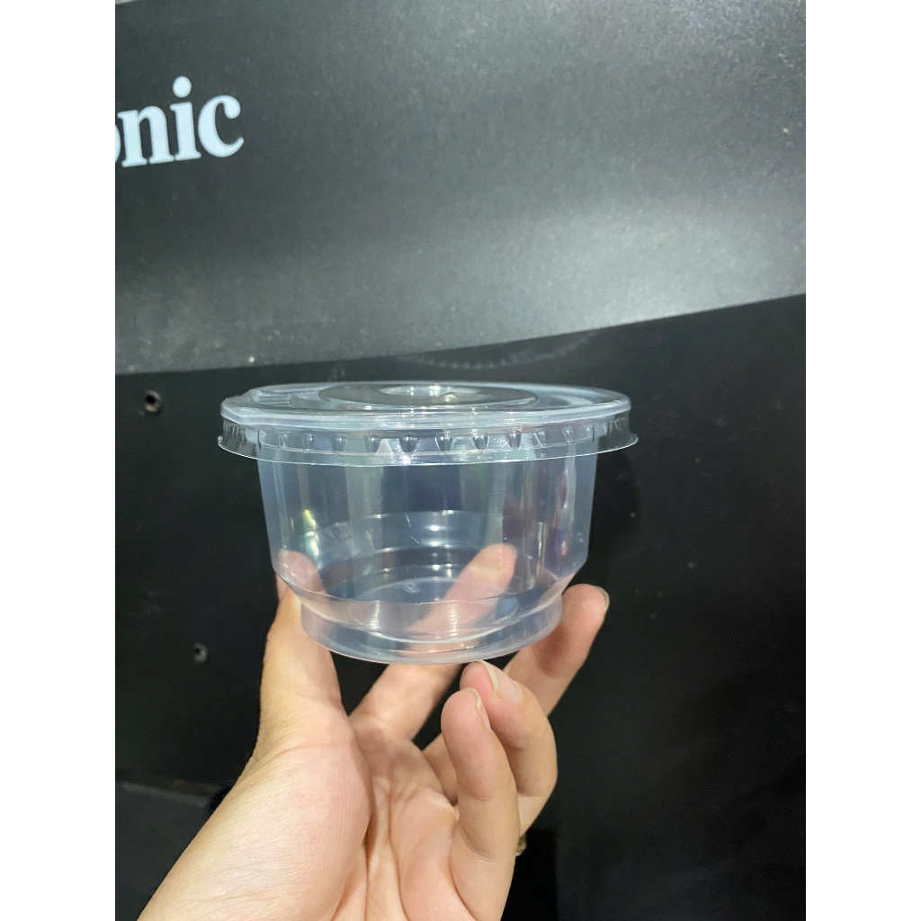 Set 50 ly tàu hủ kèm nắp 200ml, hủ nhựa 200ml giá rẻ, múc topping trà sữa