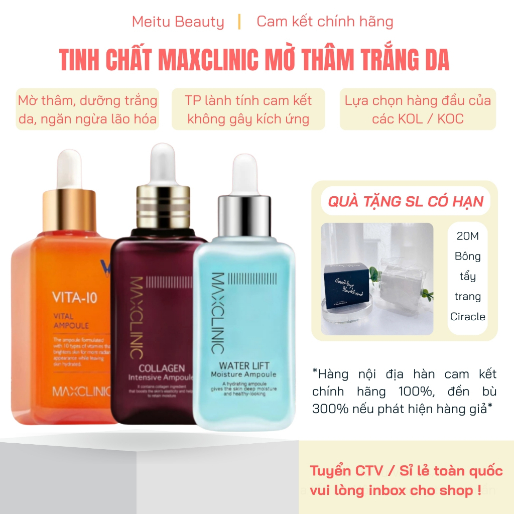 Serum Maxclinic 100ml dưỡng sáng mờ thâm nám, Tinh chất Maxclinic chăm da chuyên sâu, Meitu Beauty