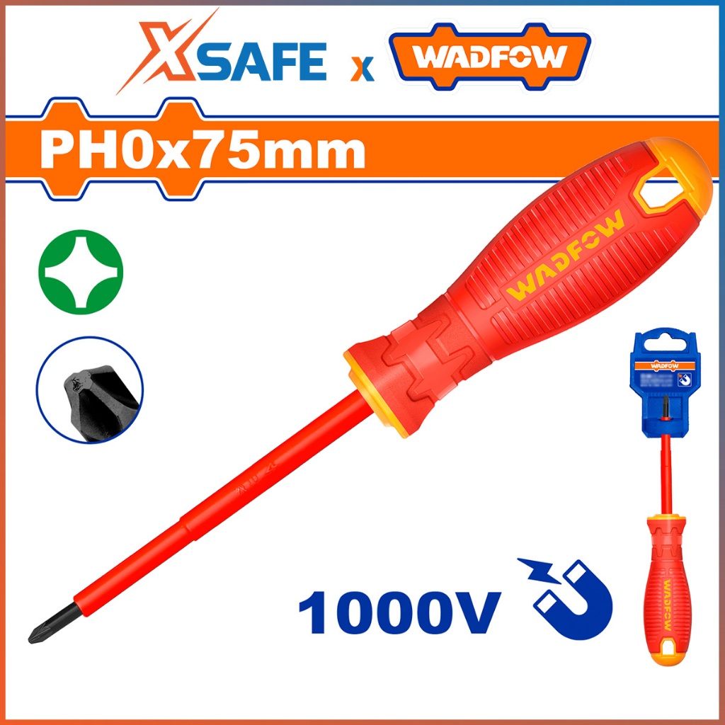 Tua vít bake cách điện WADFOW chất liệu thép CR-V, cách điện 1000V, đầu vít từ tính