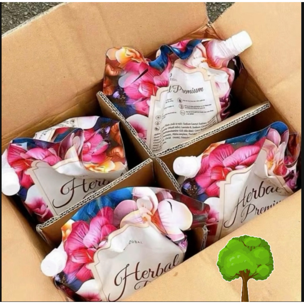 1 Thùng 4 túi = 12 lít nước giặt xả 2in1 Herbal Premium hương nước hoa (1 túi x 3 lít )