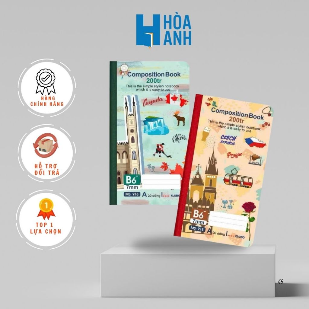 Sổ kẻ ngang may dán gáy B6- 200 trang 70/76 KLONG 918
