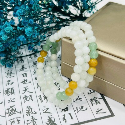 Vòng Tay Thạch Anh Trắng Quấn 3 Vòng Lõi Thun Co Giãn - Ngọc Trai Trường Thịnh