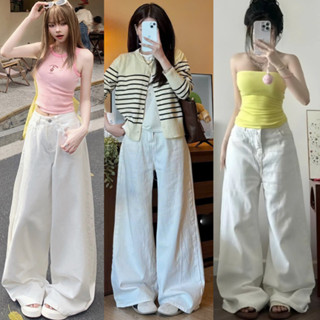 Quần Jean Nữ Trắng Suông Ống Rộng Lưng Cao Quần Bò Nữ Jean Denim Mềm Ôm Eo Tôn Dáng HOTTREND