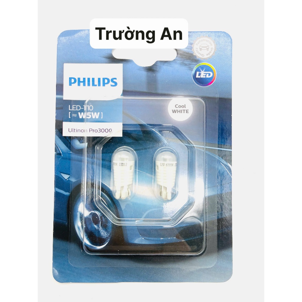 (TRƯỜNG AN CAR) Đèn led PHILIPS T10  W5W - Unition PRO3000 | Ánh sáng trắng lạnh - CHÍNH HÃNG