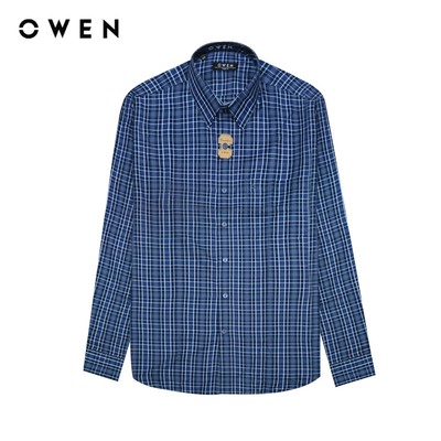 Owen - Áo sơ mi dài tay Regular Fit AR240507DT màu Xanh đậm chất liệu Bamboo poly