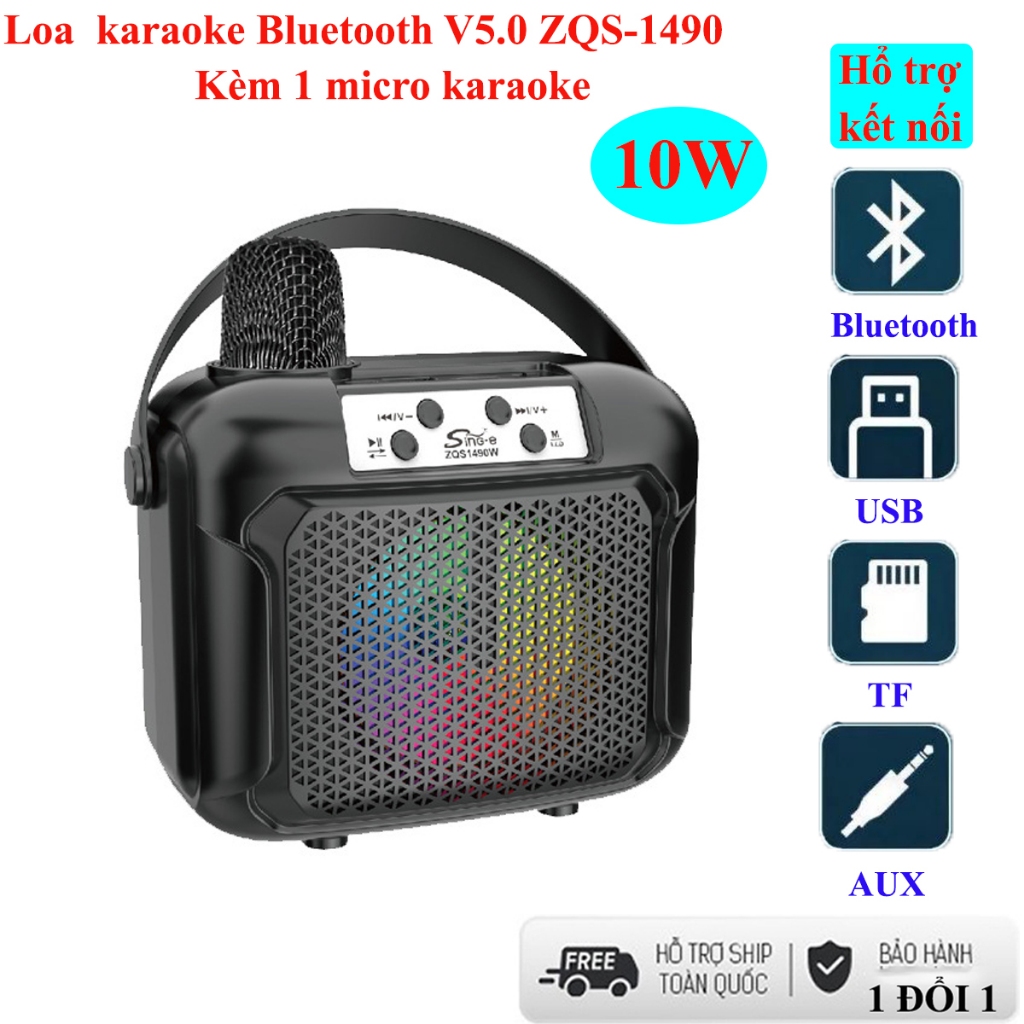 Loa karaoke xách tay SY8 mẫu mới, tặng kèm 1 micro và hỗ trợ kết nối USB TF - Kem, Củ Loa Nghe nhạc