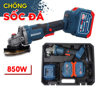 [TẶNG ĐĨA CẮT ] Máy Mài, Cắt Pin Công Tắc Bóp Boshun BS-AG100BL Không Chổi Than 100% Lõi Đồng, Chuyên Máy Cắt, Mài