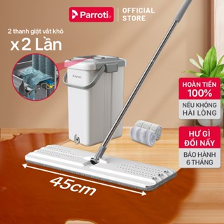 Cây lau nhà tự vắt thông minh, bộ lau nhà công nghiệp có bàn lau 360 độ, 45cm Parroti Ultra PU45