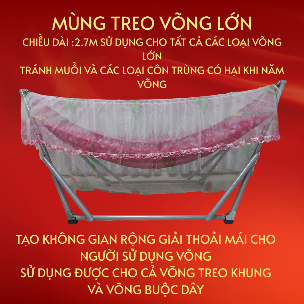 mùng treo võng lớn chống muỗi và các loại côn trùng có hại dành cho tất cả các loại võng lớn