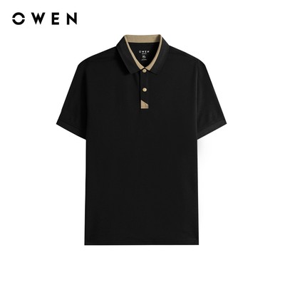 Owen - Áo polo Bodyfit APV252545 màu Đen chất liệu Poly recycled (Renu)
