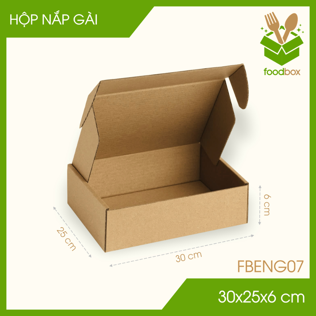 Combo 20 Hộp carton nắp gài đóng hàng - 30x25x6 cm - Hộp đóng gói phụ kiện, thời trang -FB.MENG07