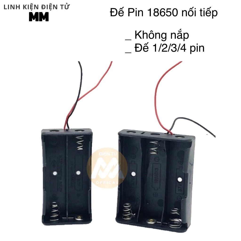 Đế pin 18650 1/2/3/4 pin đầu nối tiếp - Dùng để pin 18650