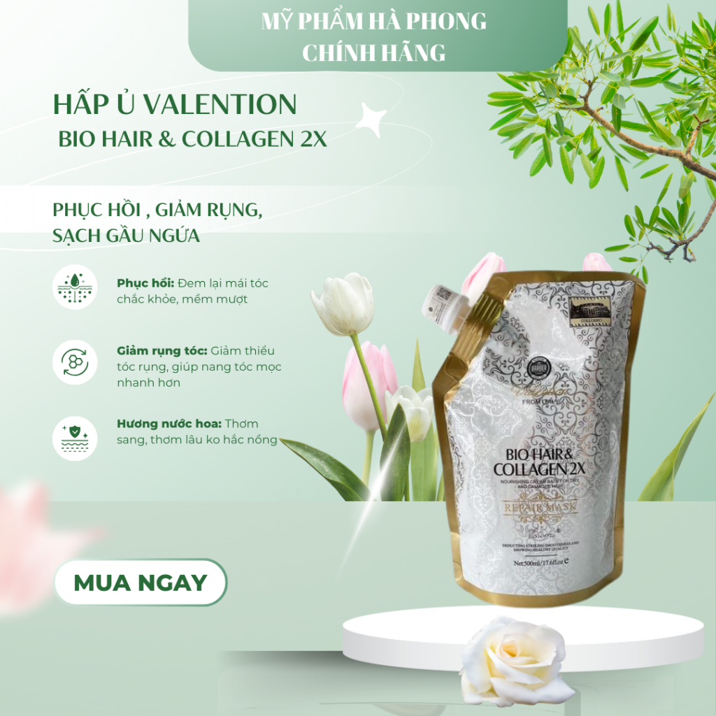 [ Chính Hãng 100% ] HẤP VALENTION BIO HAIR COLLAGEN 2X 500ML, HẤP ANDYCO, HẤP KARSELL