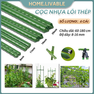 6cái Cọc thép lõi đặc,Ống Thép Mạ Nhựa,Làm giàn leo, nâng đỡ cây,Có nhiều kích cỡ để lựa chọn